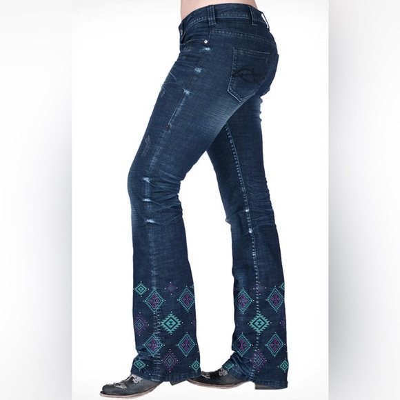 Cowgirl Tuff Denim - Cowgirl Tuff Co Embroidered Bootcut Jeans Size 24x35 Stretch Western Cowgirl Y2K